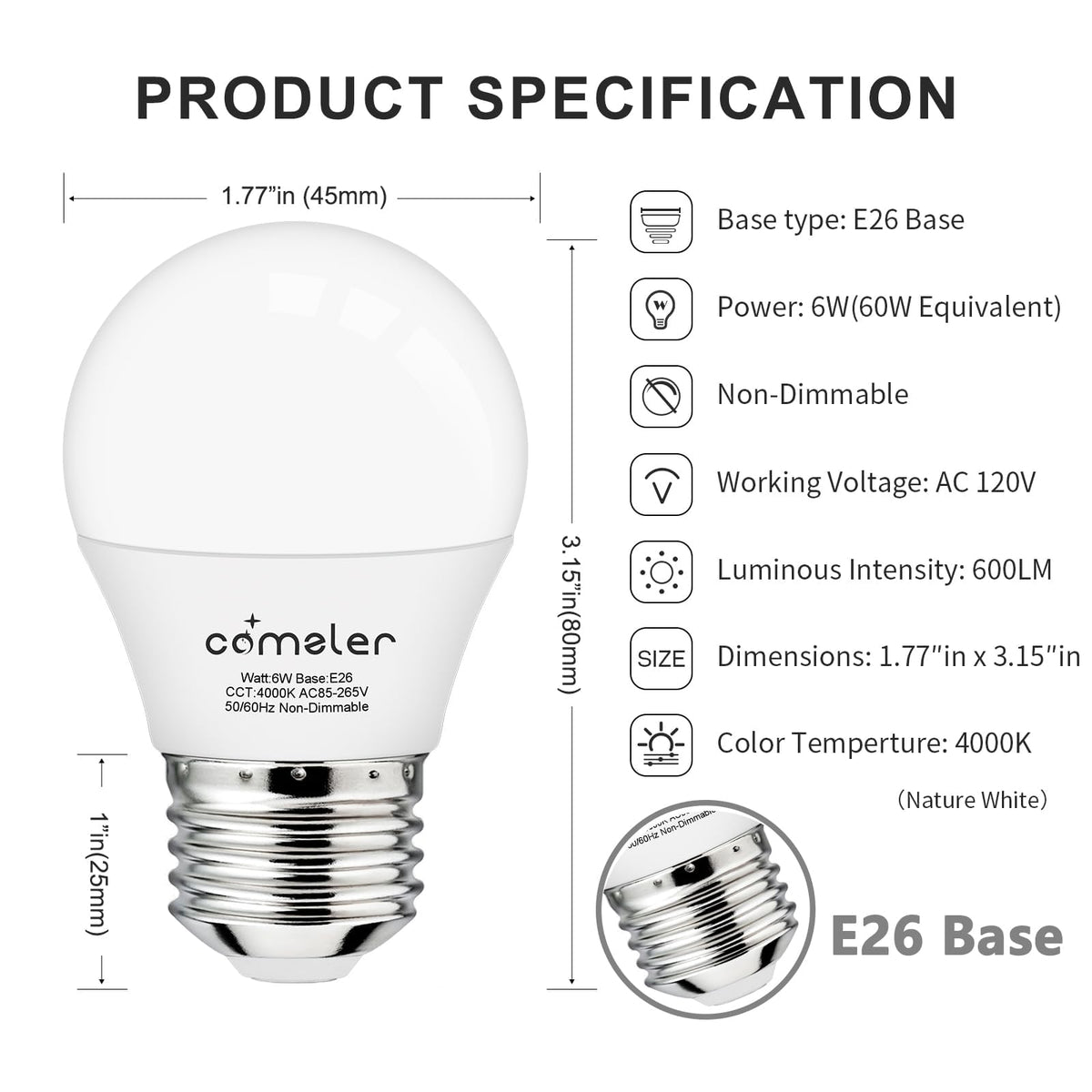 12 szt. żarówki LED E26 60W ekwiwalent 4000K biały naturalny A15 żarówki LED