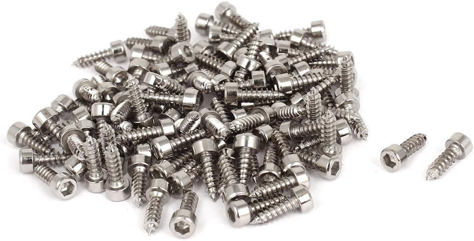 100 Pcs M3x10mm Stainless Steel Hex Socket Cap Head Self Tapping Screws