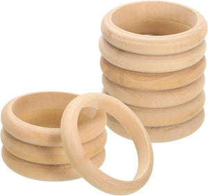 Wooden Bangle Bracelet, 10Pcs 81mm - Log Retro Macrame Rings, Unfinished Smooth Wood Circle, Wooden Rings for Crafts, Jewelry, DIY Making, Home Decor