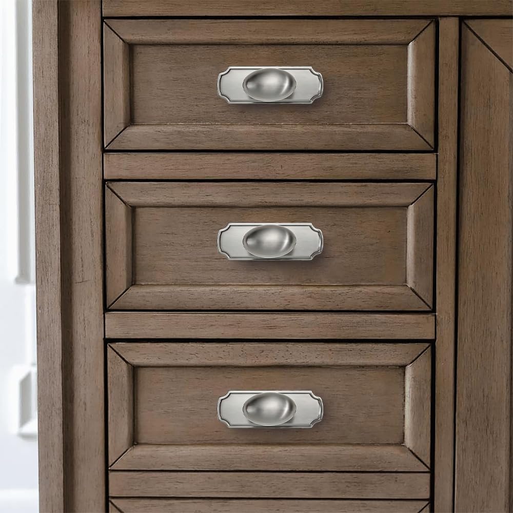LinkMejor 10 Pack Brushed Satin Nickel Cabinet knobs with blackplate Solid Heavy Duty Bifold Closet Door Knobs with Backplate Hardware for Kitchen Bathroom and Dressing Table