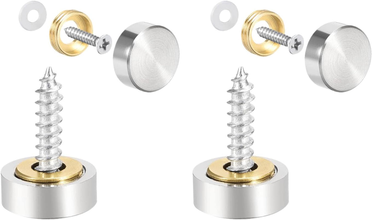 Mirror Screws Decorative Caps Cover Nails Stainless Steel 10mm 12pcs for Mirrors, Tea Tables, Wardrobes