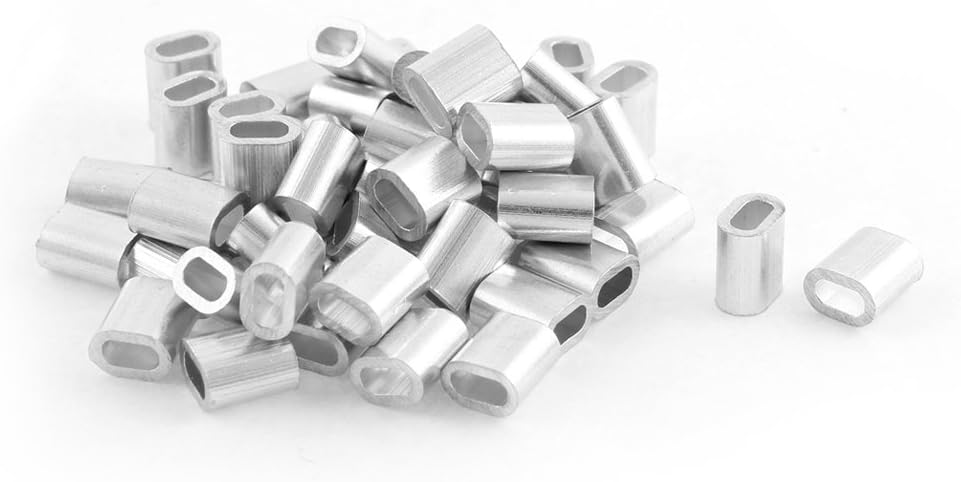 Oval Aluminum Sleeves Clamps for 2mm Wire Rope Swage Clip 50pcs
