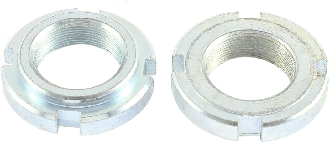 2 Pcs Silver Tone 24mm Thread Diameter 1.0 Thread Pitch Motorcycle Steering Stem Lock Nut for Suzuki