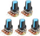 5Pcs 5K Ohm Variable Resistors Single Turn Rotary Carbon Film Taper Potentiometer with Knobs