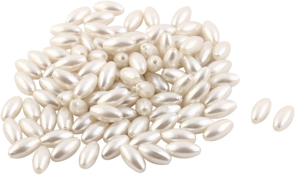 LinkMejor Wedding Veil Dress Rice Shaped DIY Loose Beads Imitation Pearl Headwear Accessary 100pcs