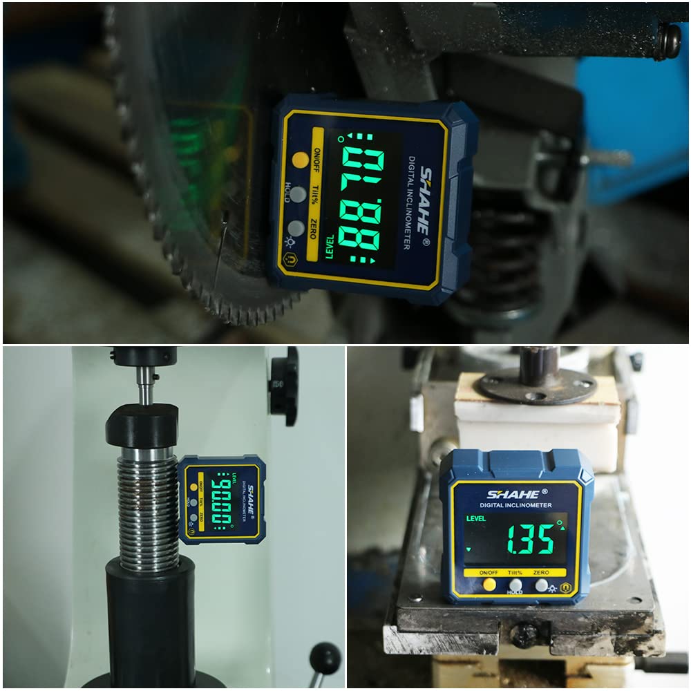 LinkMejor Digital Vinkelmåler Magnetisk Kompass Inclinometer Niveau Vinkelfinder Vinkelblok Niveauboks med Magnetisk Basis og Baglys