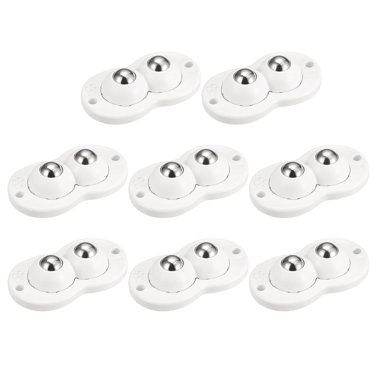 8Pcs Self Adhesive Caster Wheels, Mini Swivel Sticky Universal Pulley for Bin Bottom, Trash Can, Storage Box, Furniture (White)