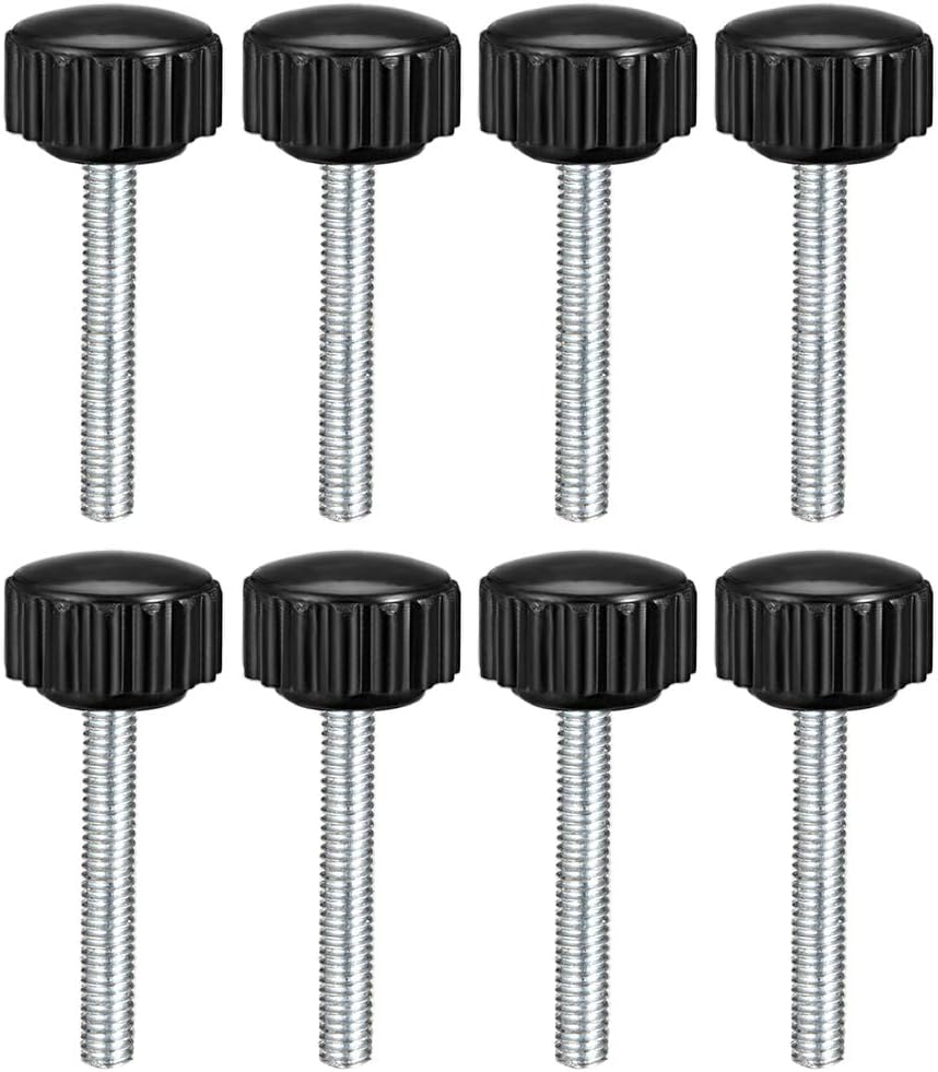 M4 x 30mm Metric Male Thread Knurled Clamping Knobs Grip Thumb Screw on Type Hand Clamping Handle Bolt with Plastic Knobs Black 8 Pcs