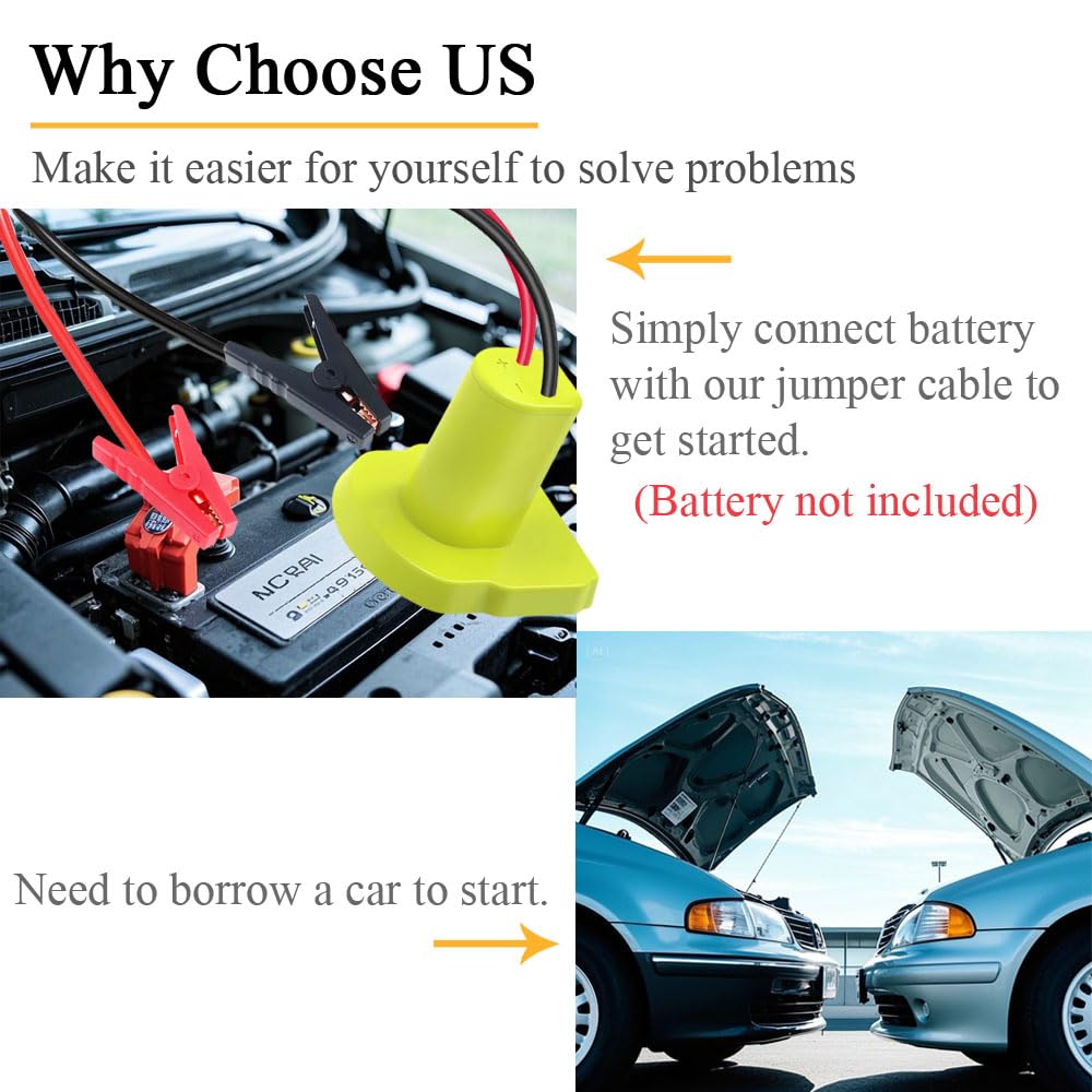 LinkMejor Jumper Cables Adapter Compatible with Ryobi 18V Battery, 8AWG 2FT