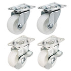 Swivel Casters 1.5 Inch Nylon Top Plate Mounted Caster Wheels White 44lb Capacity 4 Pcs (2 Pcs w Brake, 2 Pcs no Brake)