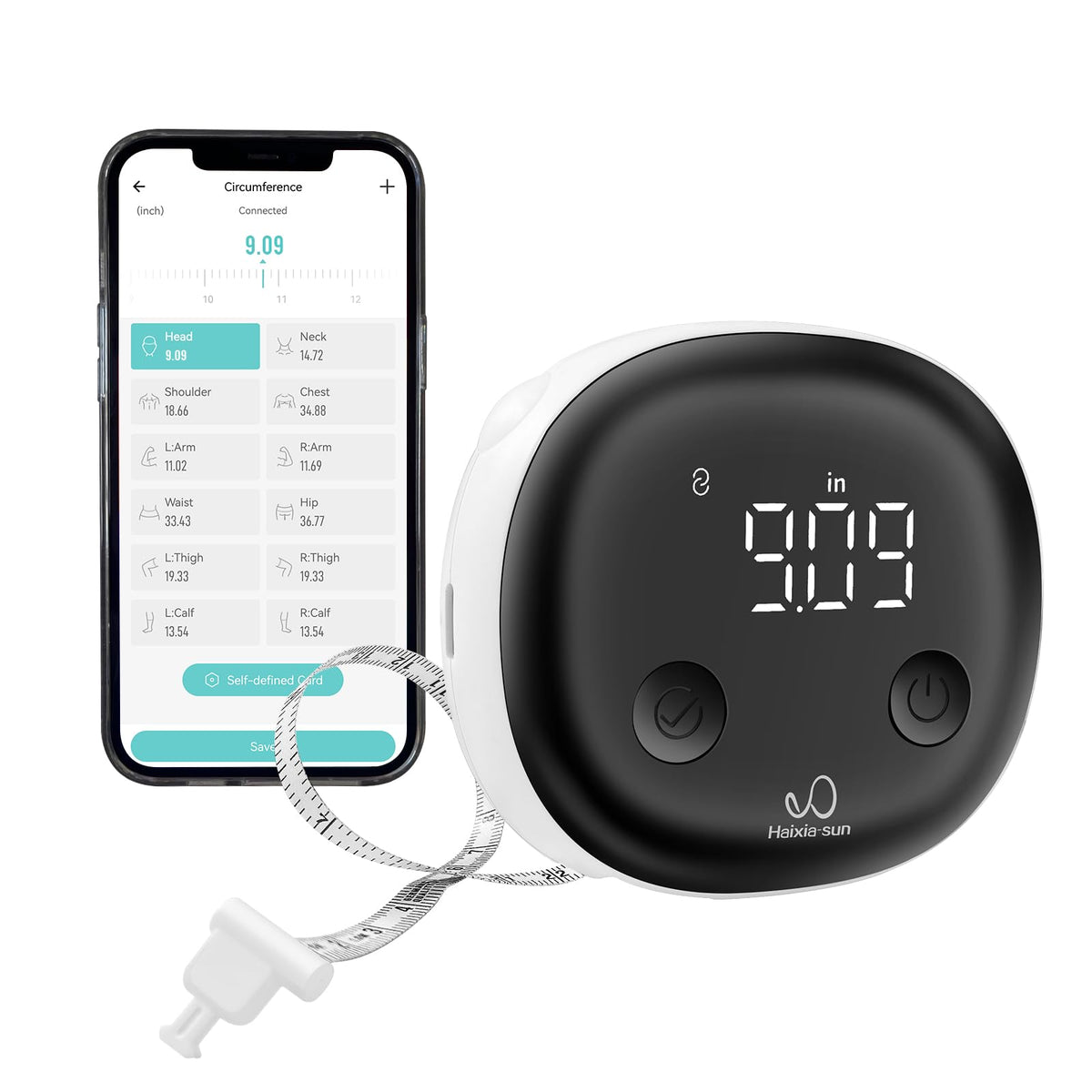 Tape à Mesurer Corporelle, Télescopique Numérique Bluetooth avec Écran LED, Type-C