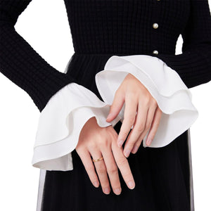 LinkMejor Ruffle Mouwen voor Vrouwen Meisjes, Plooide Foute Mouwen Wit (B)