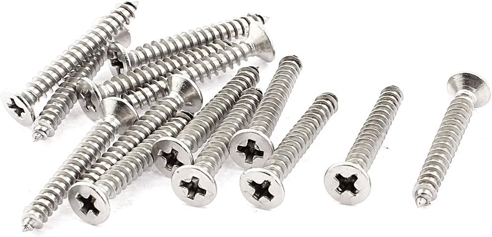 30mm x 4mm Flat Head Phillips Stainless Steel Self-Tapping Screw 14pcs