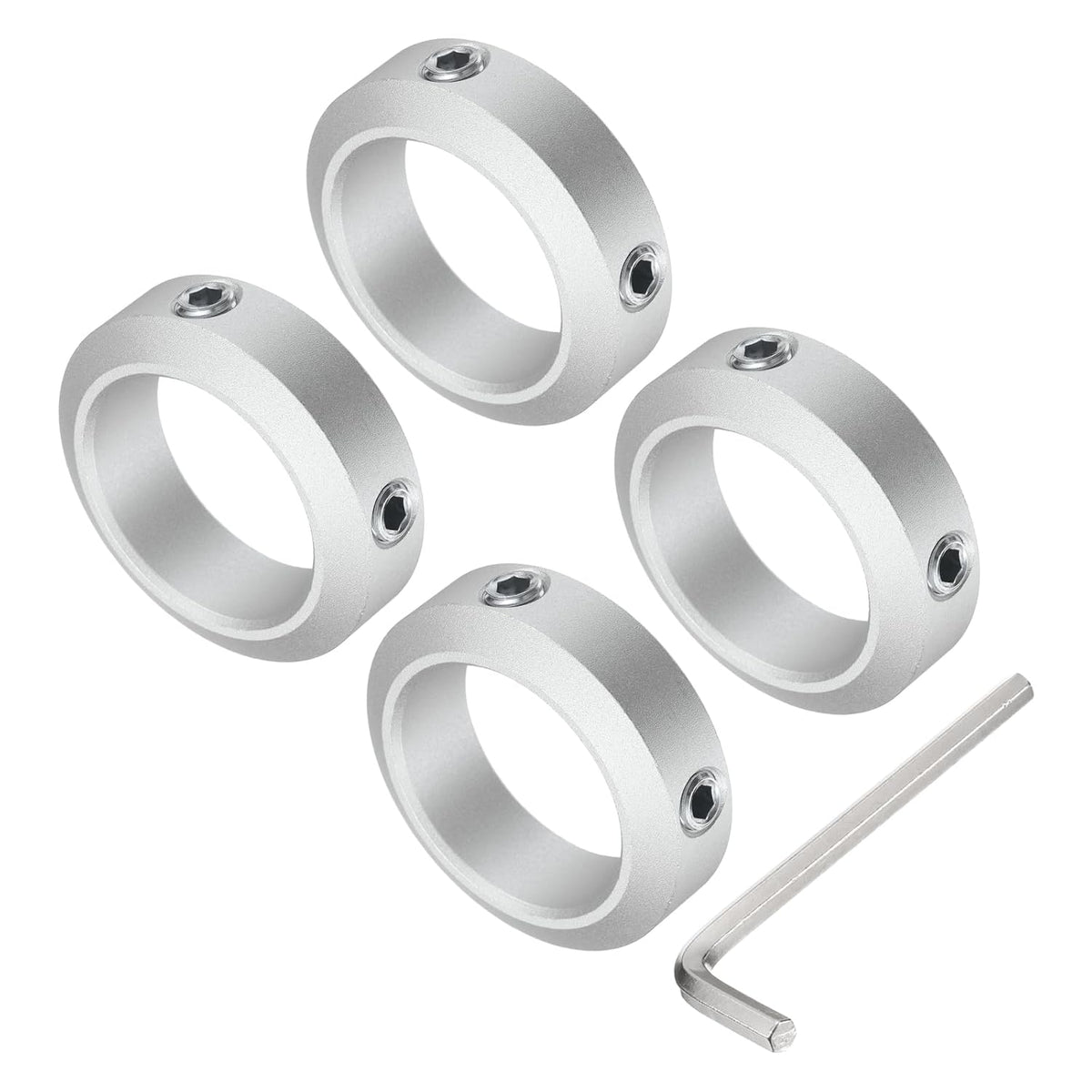 Set Screw Shaft Collar for 35mm Shaft, 4pcs Clamping Collars 50mm OD, 15mm Thickness, Aluminum Alloy Clamp-On Collar with M8 Set Screws and a Wrench