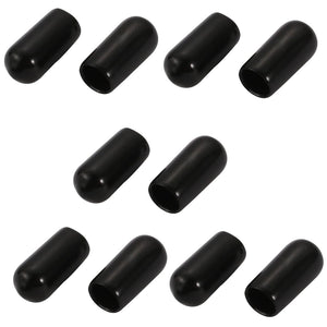 10Pcs 6mm Inner Dia PVC Flexible Vinyl End Cap Screw Thread Protector Black