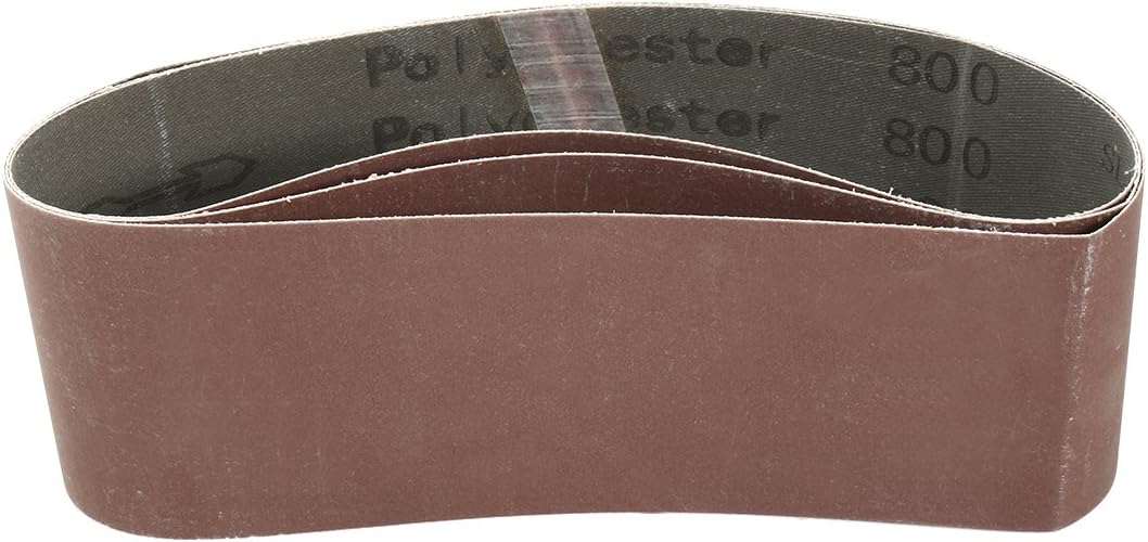 3-Inch x 21-Inch Aluminum Oxide Sanding Belt 800 Grits Sandpaper Flush Joint for Belt Sander 3pcs