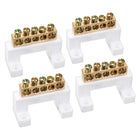 Brass Screw Terminal Block Connector Bar 100A Double Row Bridge Shape Ground Wire 5 Positions 4 Pcs