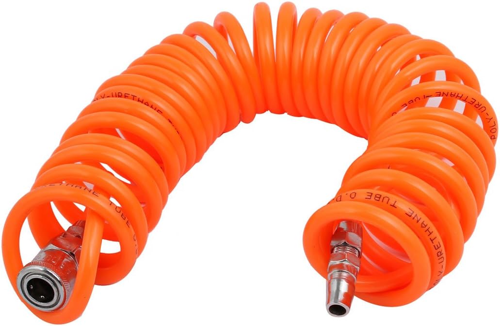 6M Length PU Pneumatic Air Compressor Tubing Hose Tube Pipe with Quick Connector Orange