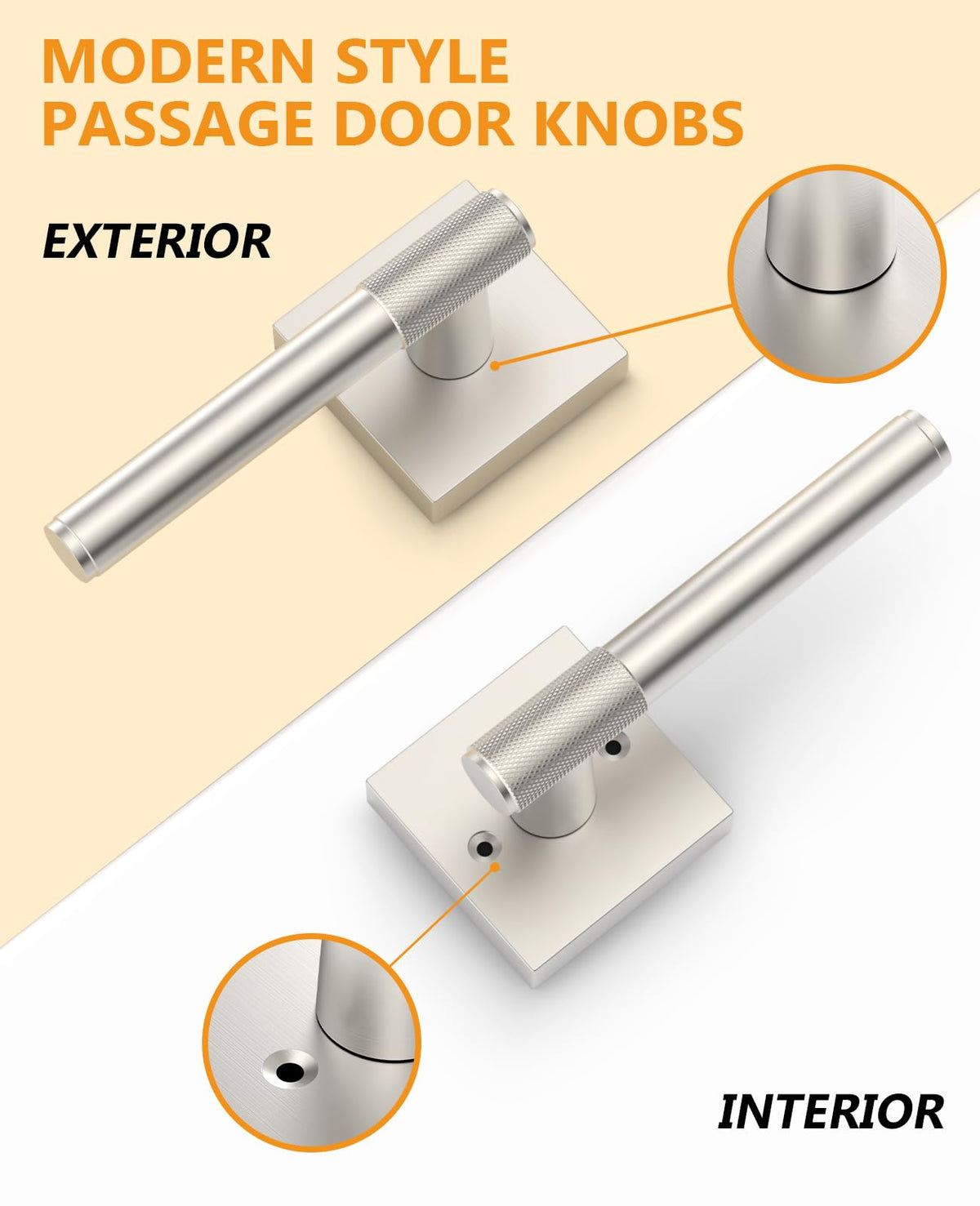 LinkMejor 1 pakke Poleret Satin Nickel Passage Dørlåse