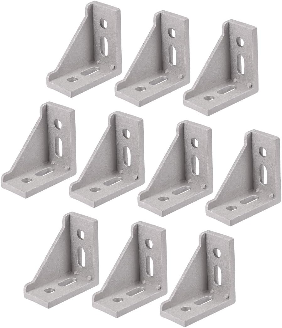 Inside Corner Bracket Gusset, 60mm x 60mm for 3030 Series Aluminum Extrusion Profile, 10 Pcs (Silver)