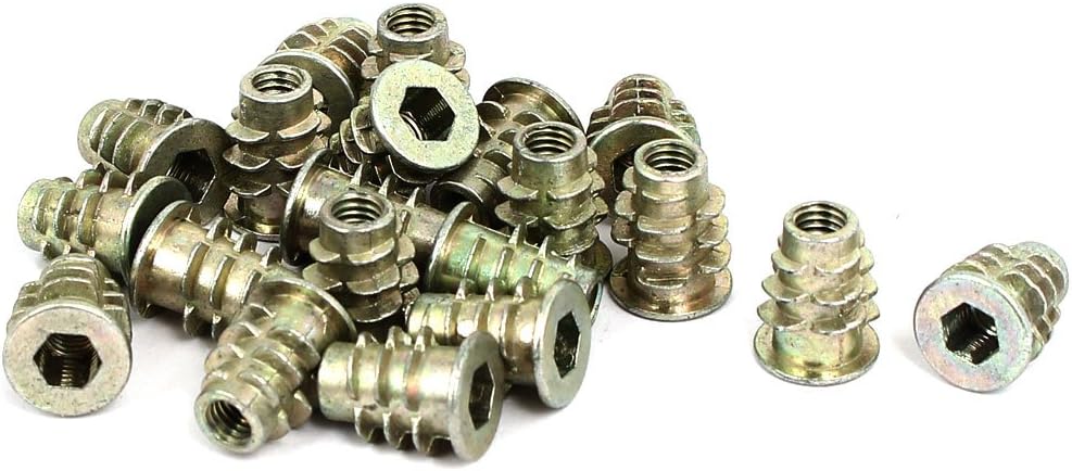 M5x14mm Interface Hex Socket Threaded Insert Nuts 20pcs for Wood Furniture