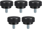 M8 x 15mm Metric Male Thread Knurled Clamping Knobs Grip Thumb Screw on Type Hand Clamping Handle Bolt with Plastic Knobs Black 5 Pcs