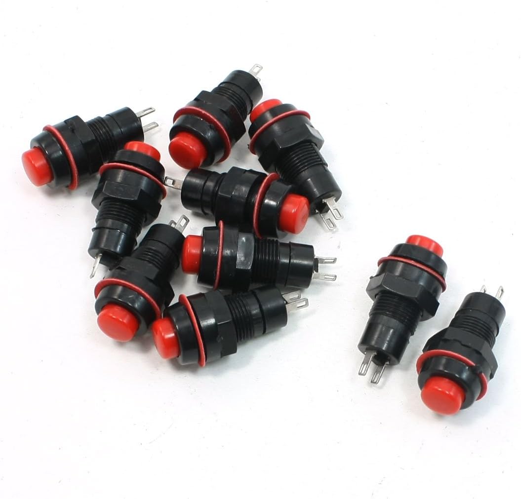 10 Pcs AC 250V 1A 125V 3A Round Momentary Push Button Switch Red