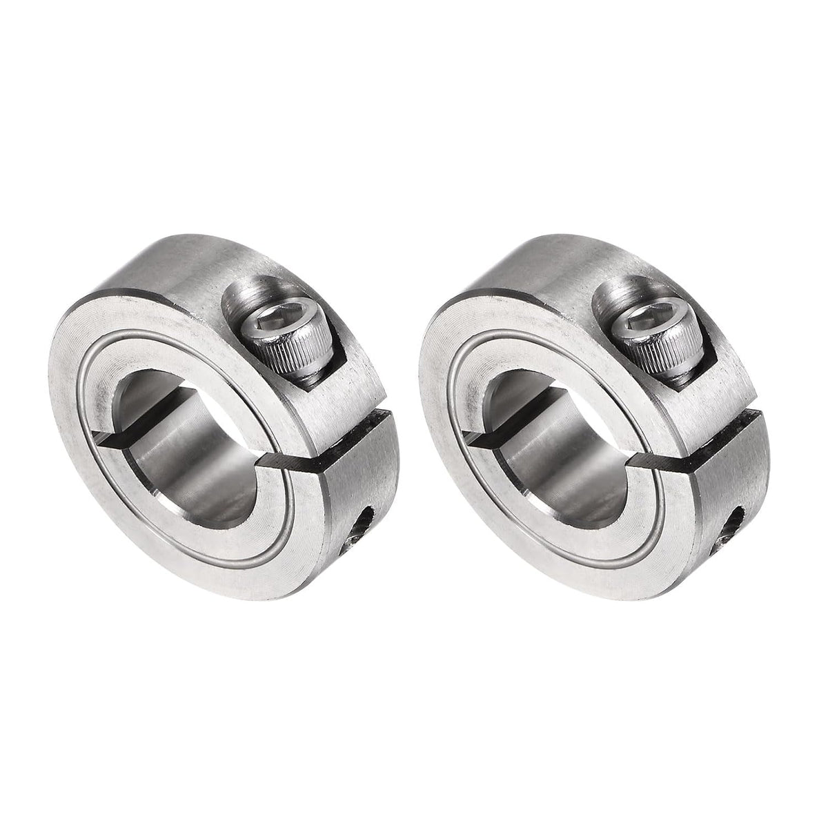 2pcs Single Split Clamp-On Shaft Collar 5/8" Bore One-Piece Clamping Collar, 1-5/16" OD, 7/16" Width, 304 Stainless Steel Axle Collar Clamp, Set Screw Style