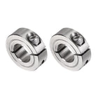 2pcs Single Split Clamp-On Shaft Collar 5/8" Bore One-Piece Clamping Collar, 1-5/16" OD, 7/16" Width, 304 Stainless Steel Axle Collar Clamp, Set Screw Style