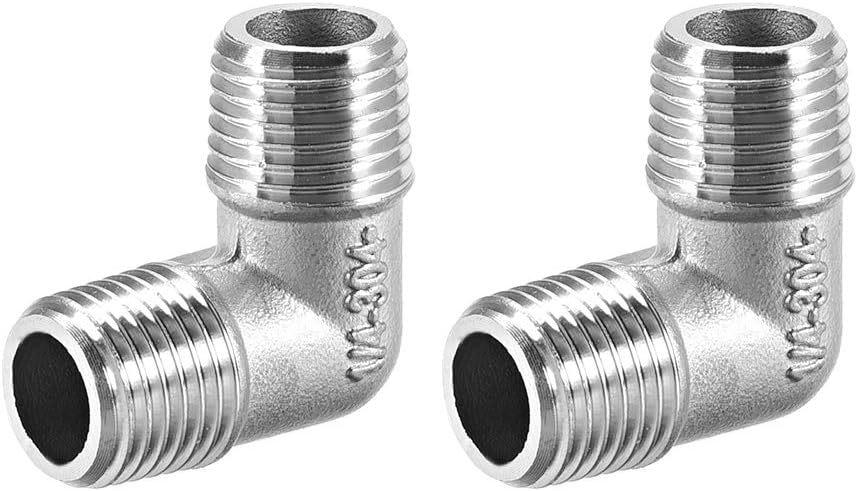 Stainless Steel 304 Cast Pipe Fitting 90 Degree Elbow 1/4 BSPT Male X 1/4 BSPT Male Thread 2pcs