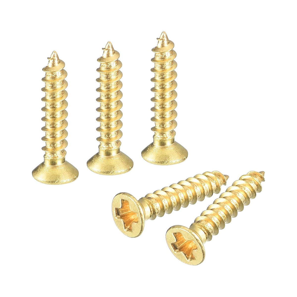 120Pcs Brass Wood Screws, M2 x 10mm Phillips Flat Head Self Tapping Screw Woodworking Screw for Door Hinges, Wooden Furniture, Home Appliances
