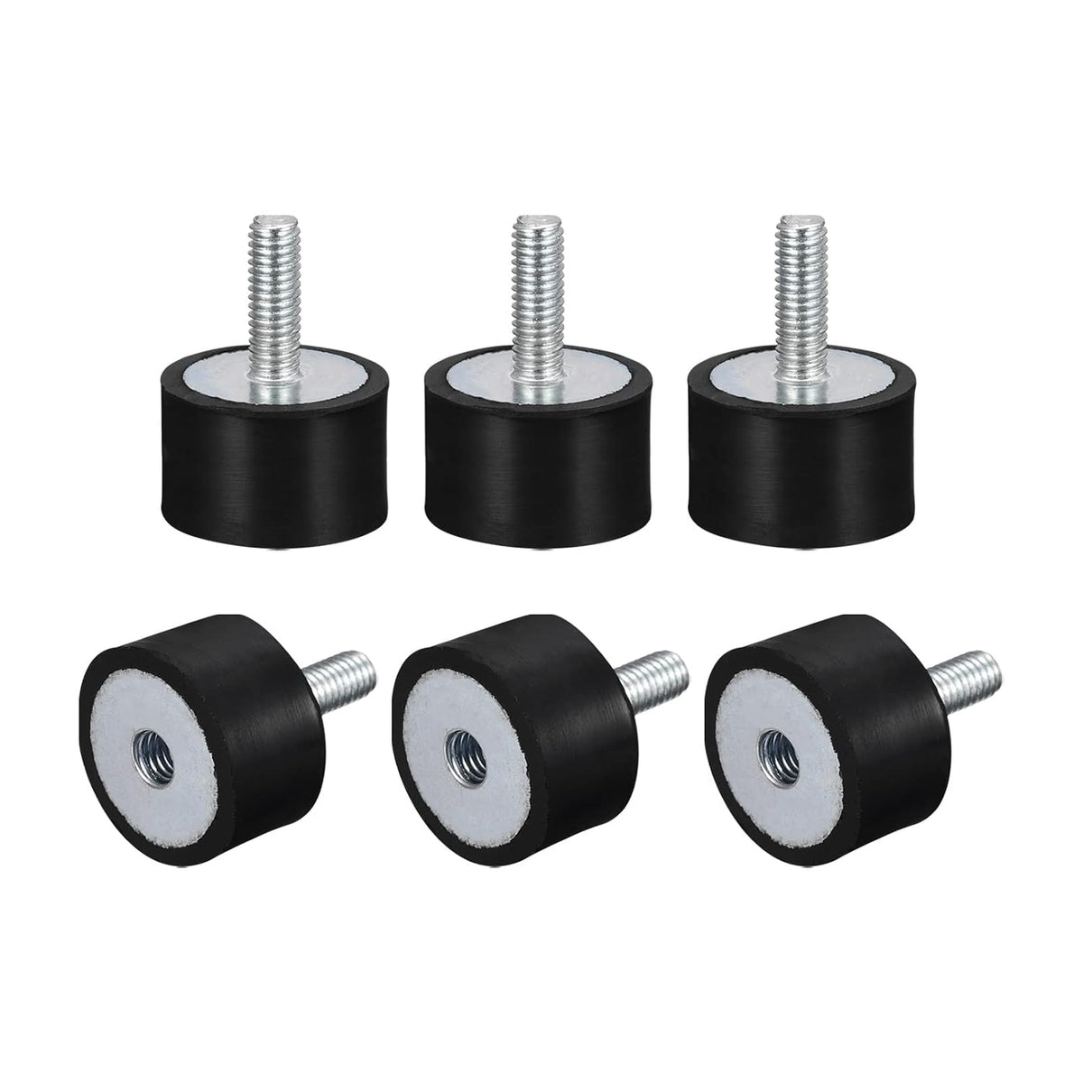 Rubber Mounts 6pcs M6 Male/Female Vibration Isolator Shock Absorber, for Garage Motor Air Compressor Car Boat Bobbins, D25mmxH15mm