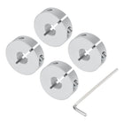 Single Split Shaft Collar Set for 10mm Shaft, One-Piece 4pcs Clamping Collars 30mm OD, 10mm Thickness, Aluminum Alloy Clamp-On Collar with M4 Set Screws and a Wrench