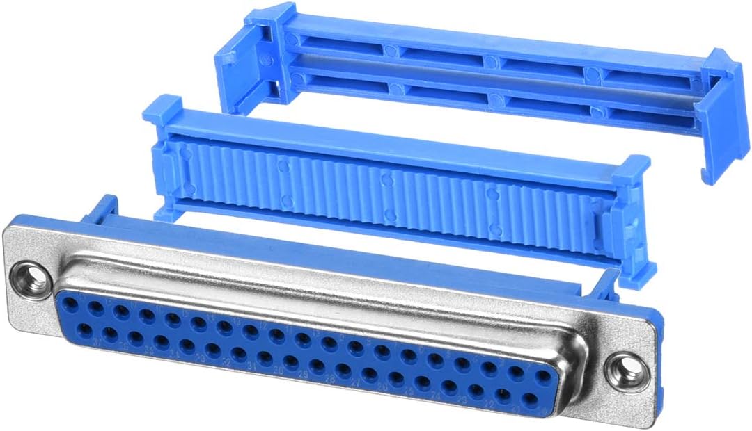 IDC D-Sub Ribbon Cable Connector 37-pin 2-Row Female Socket IDC Crimp Port Terminal Breakout for Flat Ribbon Cable Blue