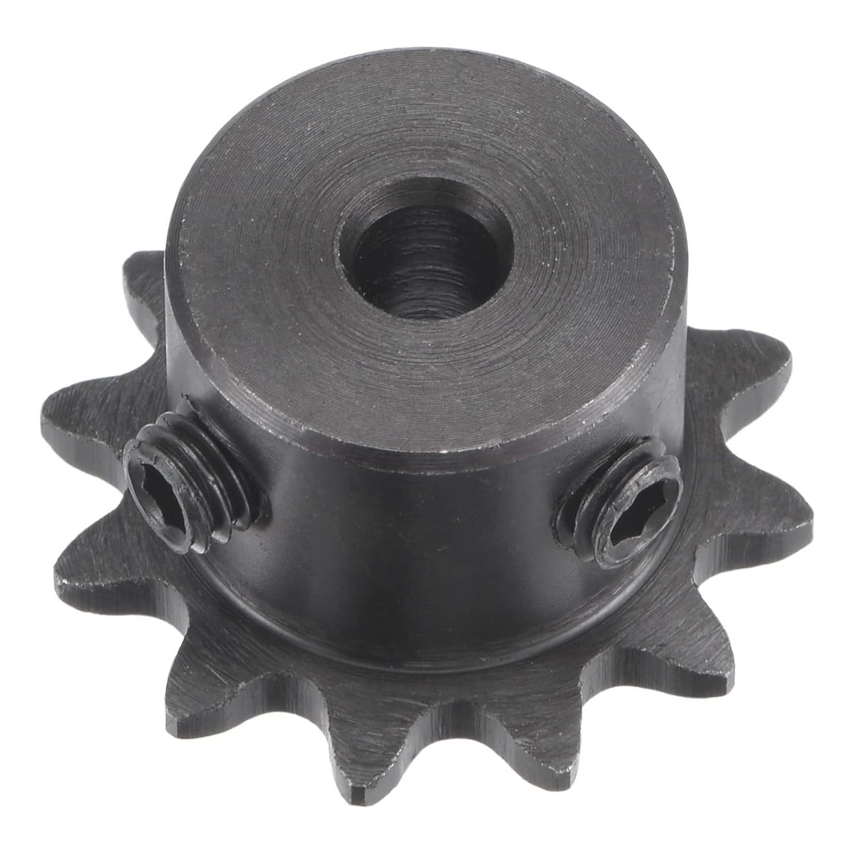 12 Tooth Roller Sprocket B Type, #25 Chain, Single Strand 1/4" Pitch, 5mm Bore Black Oxide C45 Carbon Steel with Set Screws for ISO 04C