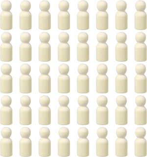100 Pack Wood Peg, 1.5 Inch Girl-Shape Wooden Peg People, Unfinished Wooden Peg People Bodies Figures for DIY Art Craft Painting