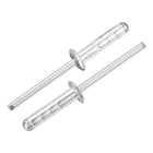 50Pcs 3/16" x3/4" Aluminum Blind Rivets, Dome Head Multi Grip Aluminum Steel Mandrel Rivets Fasteners for Metal, Furniture, Automotive, Silver