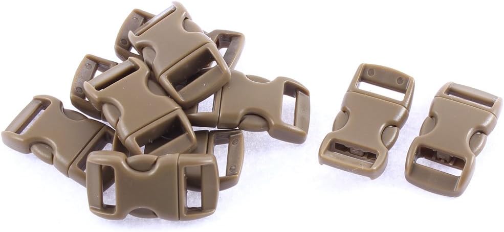 LinkMejor Plastic Quick Side Release Buckles 11mm Webbing Strap 10Pcs Coffee Color