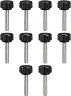 M5 x 25mm Metric Male Thread Knurled Clamping Knobs Grip Thumb Screw Hand Clamping Handle Bolt with 15mm Plastic Knobs Black 10 Pcs