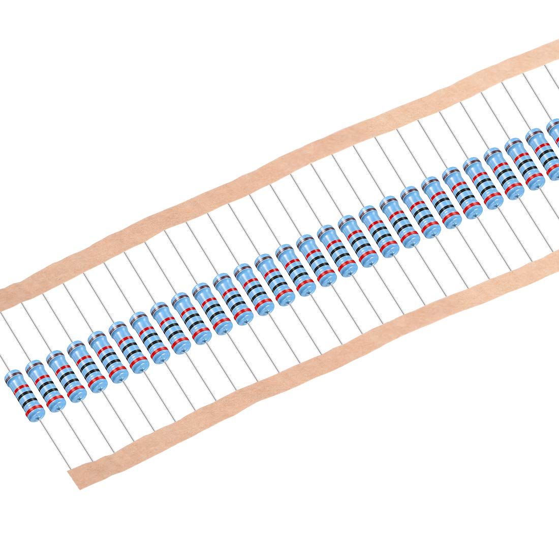 30Pcs 20K Ohm Resistor, 2W 1% Tolerance Metal Film Resistors, Lead, 5 Bands for DIY Electronic Projects and Experiments