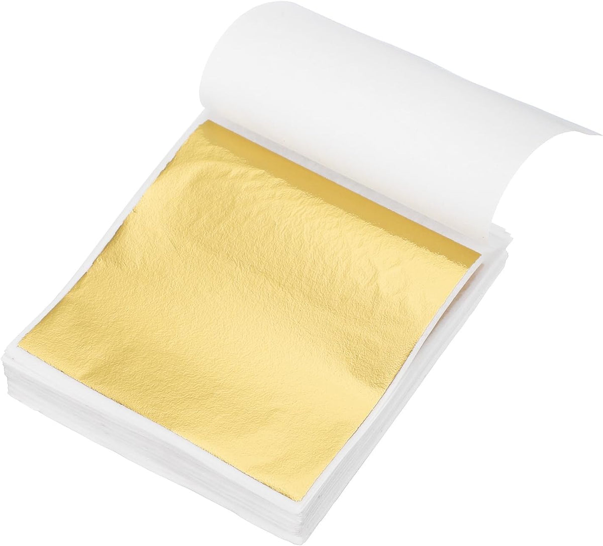 120pcs Leaf Sheets, 3.5" x 3.5" Metallic Foil Leaf Paper for DIY Crafts, Furniture, Nails, Paintings Decoration Gold Yellow