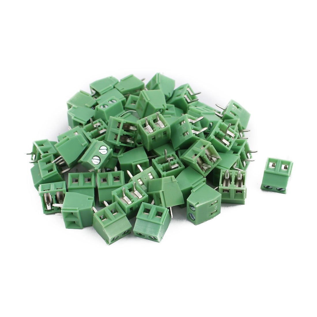 50Pcs KF128 AC300V 10A 2P 3.81mm Pitch Screw Type PCB Terminal Blocks Connector Green