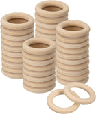 40Pcs 45mm(1.8-inch) Natural Wood Rings, 8mm Thick Smooth Unfinished Wooden Circles for DIY Crafting, Knitting, Macrame, Pendant