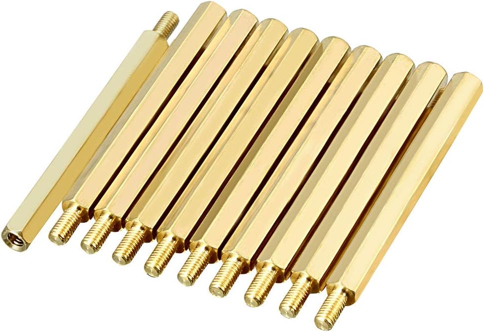 10pcs M3 45+6mm Female Male Thread Brass Hex Standoff Spacer Screws PCB Pillar