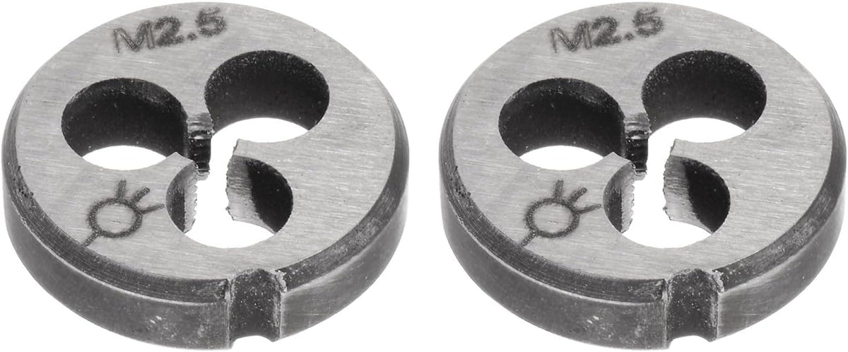 2pcs Round Threading Dies, Metric M2.5 x 0.45 Thread (Right Hand), Alloy Tool Steel Screw Cutting Die Repair Tool