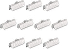 30Pcs Ribbon End Crimp Clamps, 20mm Pointed Texture Stainless Steel Pinch Cord End Clasps for DIY Bracelet Making, Silver Tone