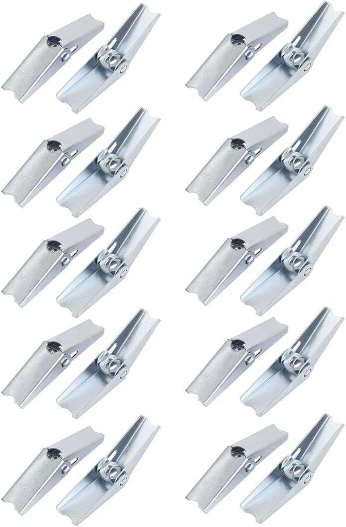 M8 Dia Female Thread Spring Loaded Hollow Wall Anchor Toggle Wing Nut 20pcs