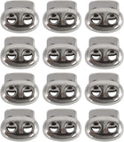 LinkMejor 12 Pcs Plastic Cord Locks Spring Stopper Double Hole Toggle Fastener Stopper Rope End for Drawstrings Clothing Shoelaces Bags