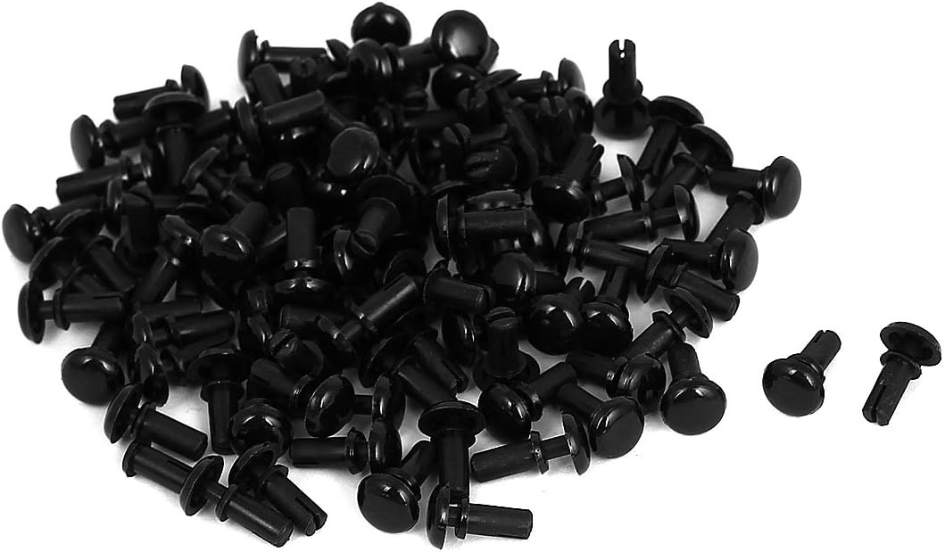 Panel 6.4mm Head Dia Nylon Push Clips Fasten Rivets Nuts Black 100Pcs