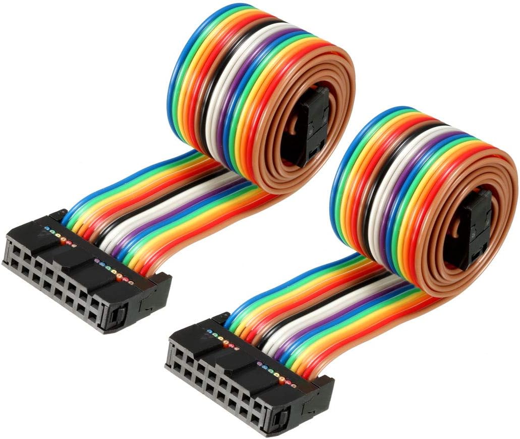 IDC Rainbow Wire Flat Ribbon Cable 16 Pins 48cm Length 2.54mm Pitch 2pcs Type-B